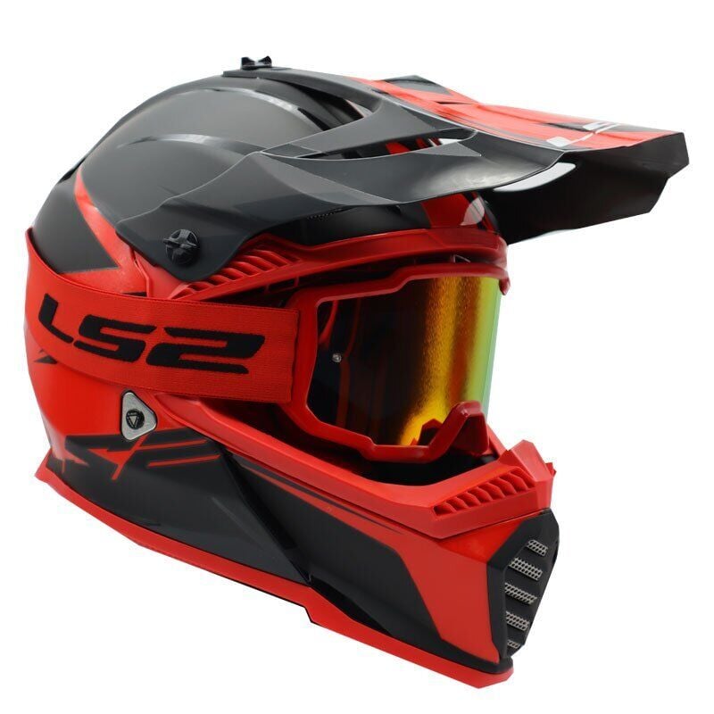 LS2 CHARGER GOGGLES MOTOKROS GÖZLÜK KIRMIZI İRİDYUM CAMLI ORJİNAL