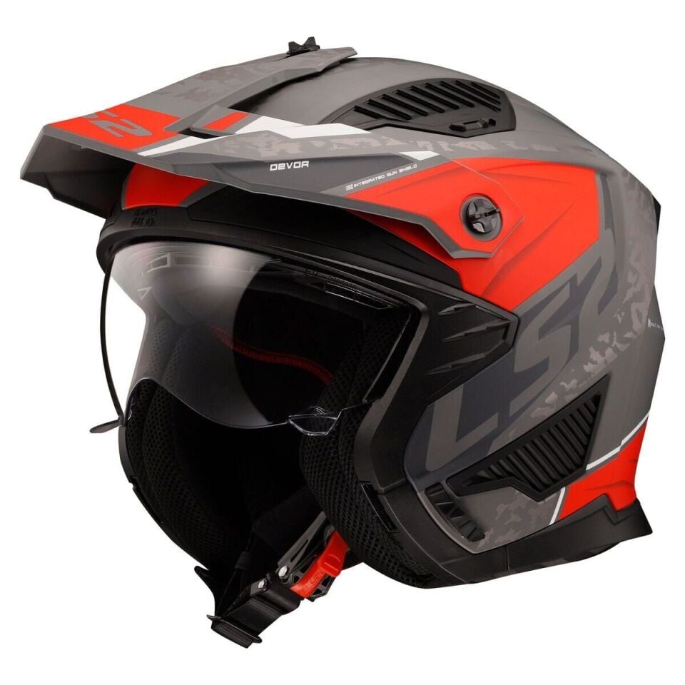 KAPALI KASK LS2 DRIFTER DEVOR MAT GRİ TITANIUM KIRMIZI ORJİNAL L