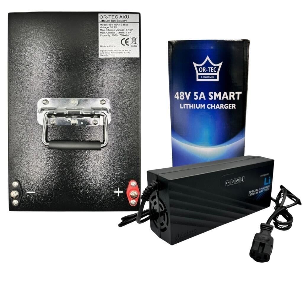 AKÜ 48V 20AH LİTYUM VE ŞARJ CİHAZI ELEKTRİKLİ BİSİKLET LİFEPO4
