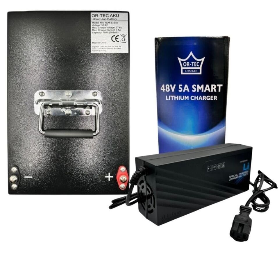 AKÜ 48V 20AH LİTYUM VE ŞARJ CİHAZI ELEKTRİKLİ BİSİKLET LİFEPO4