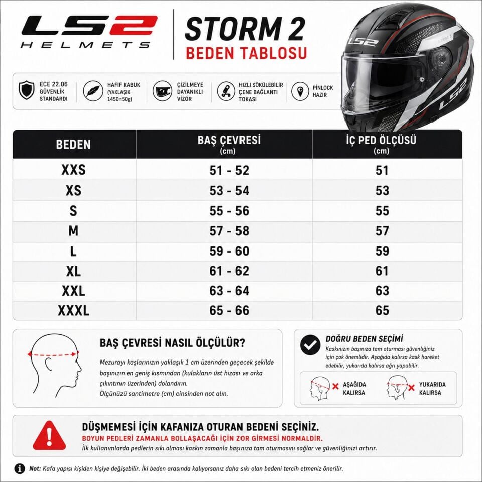 KAPALI KASK LS2 STORM 2 FIST MAT SİYAH ORJİNAL VİZÖRLÜ 2XL