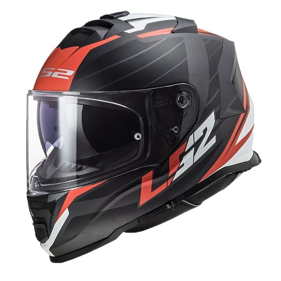 KAPALI KASK LS2 STORM 2 NERVE MAT SİYAH KIRMIZI ORJİNAL VİZÖRLÜ L