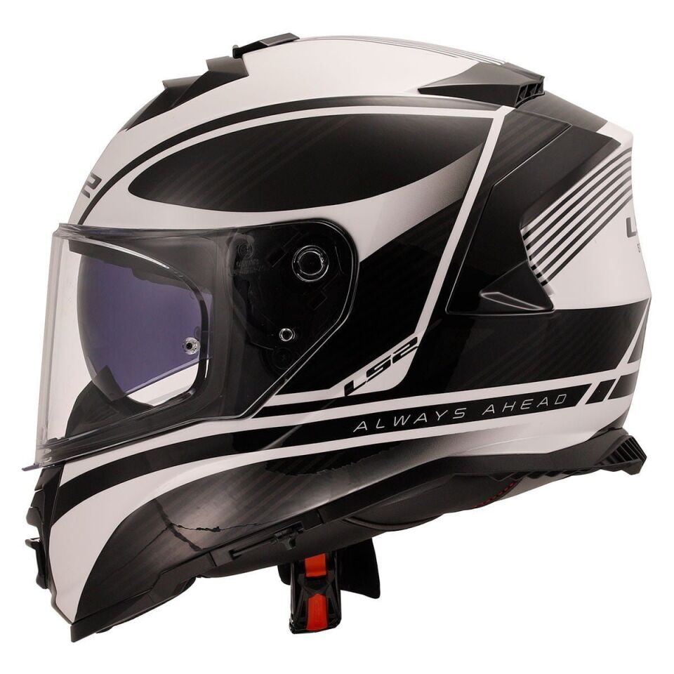 KAPALI KASK LS2 STORM 2 DODGER MAT SİYAH BEYAZ ORJİNAL VİZÖRLÜ M