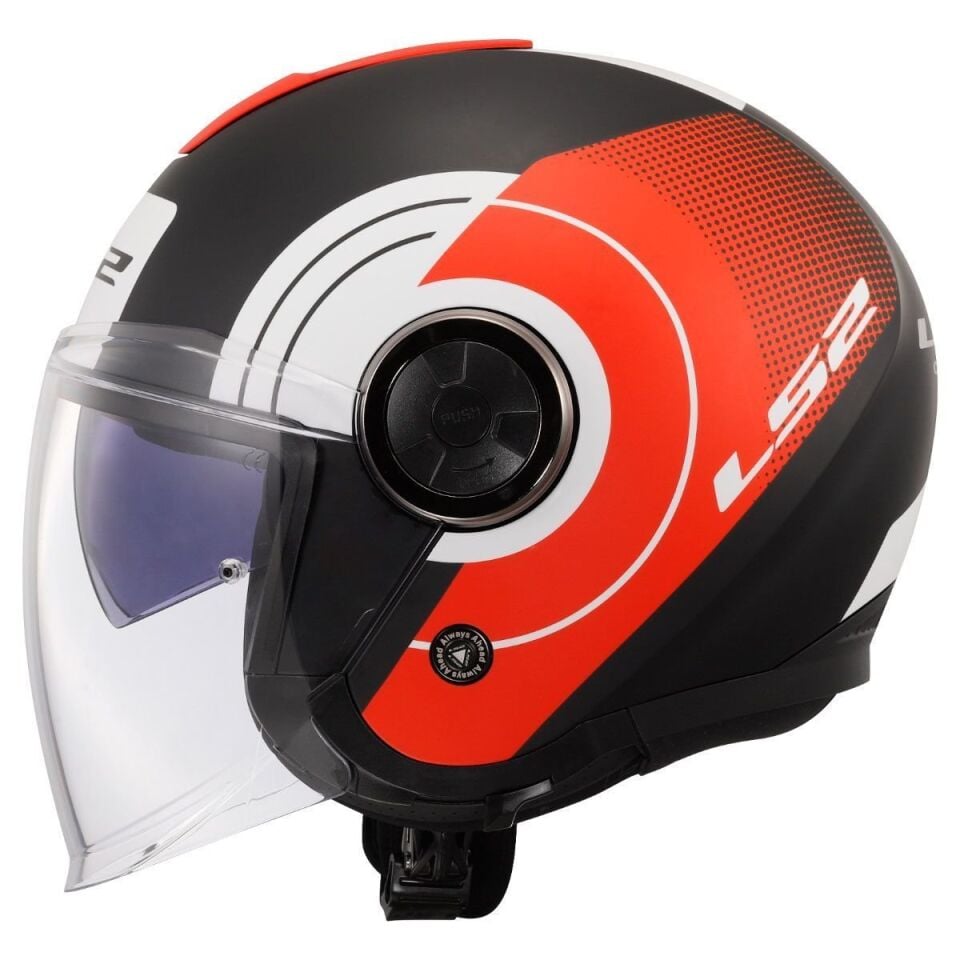 ÇENESİZ KASK LS2 CLASSY DISKO MAT SİYAH KIRMIZI BEYAZ ORJİNAL XL VİZÖRLÜ