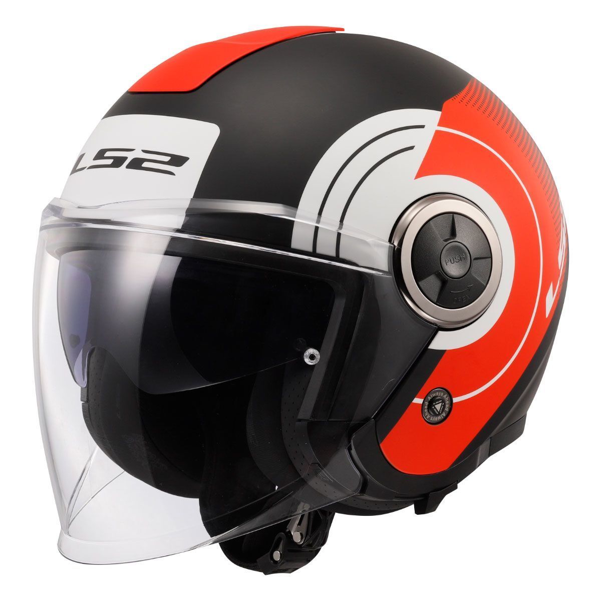 ÇENESİZ KASK LS2 CLASSY DISKO MAT SİYAH KIRMIZI BEYAZ ORJİNAL XL VİZÖRLÜ