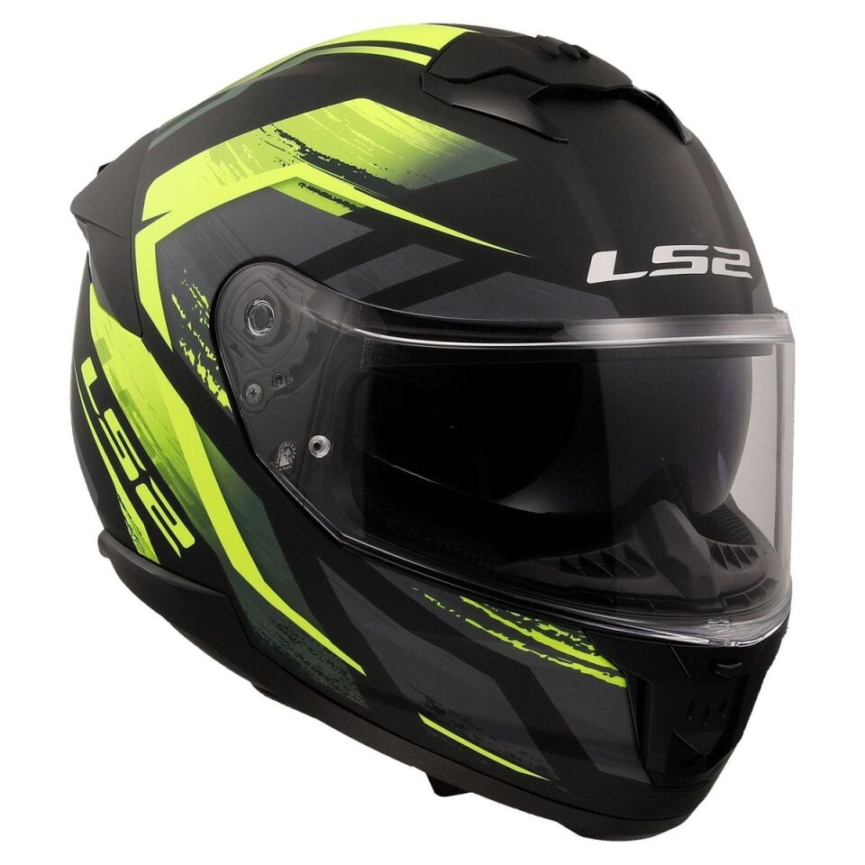 KAPALI KASK LS2 STREAM 2 FURY MAT SİYAH GRİ NEON SARI ORJİNAL M VİZÖRLÜ
