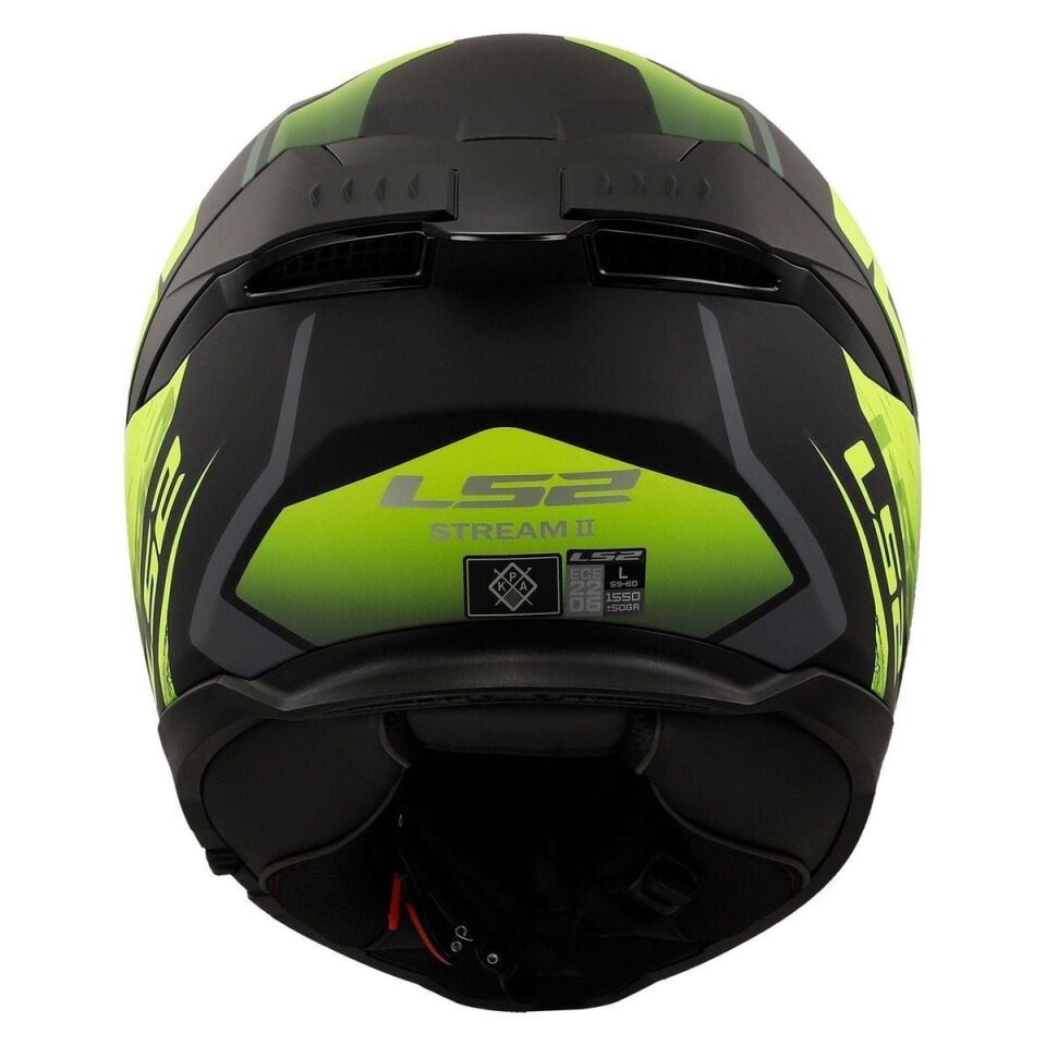 KAPALI KASK LS2 STREAM 2 FURY MAT SİYAH GRİ NEON SARI ORJİNAL VİZÖRLÜ L