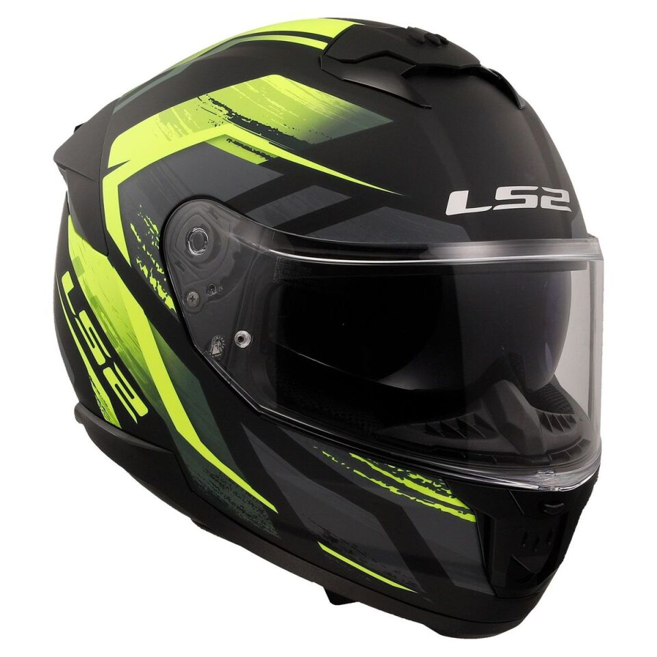 KAPALI KASK LS2 STREAM 2 FURY MAT SİYAH GRİ NEON SARI ORJİNAL XL VİZÖRLÜ