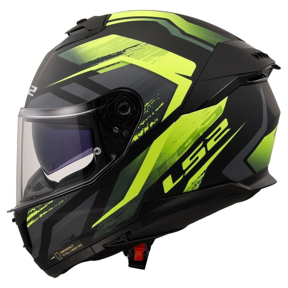 KAPALI KASK LS2 STREAM 2 FURY MAT SİYAH GRİ NEON SARI ORJİNAL VİZÖRLÜ 2XL