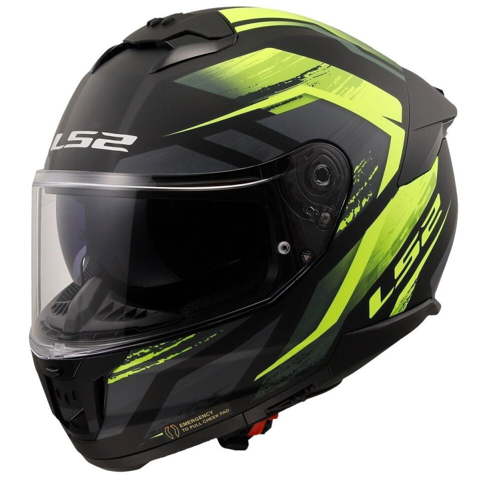 KAPALI KASK LS2 STREAM 2 FURY MAT SİYAH GRİ NEON SARI ORJİNAL VİZÖRLÜ 3XL