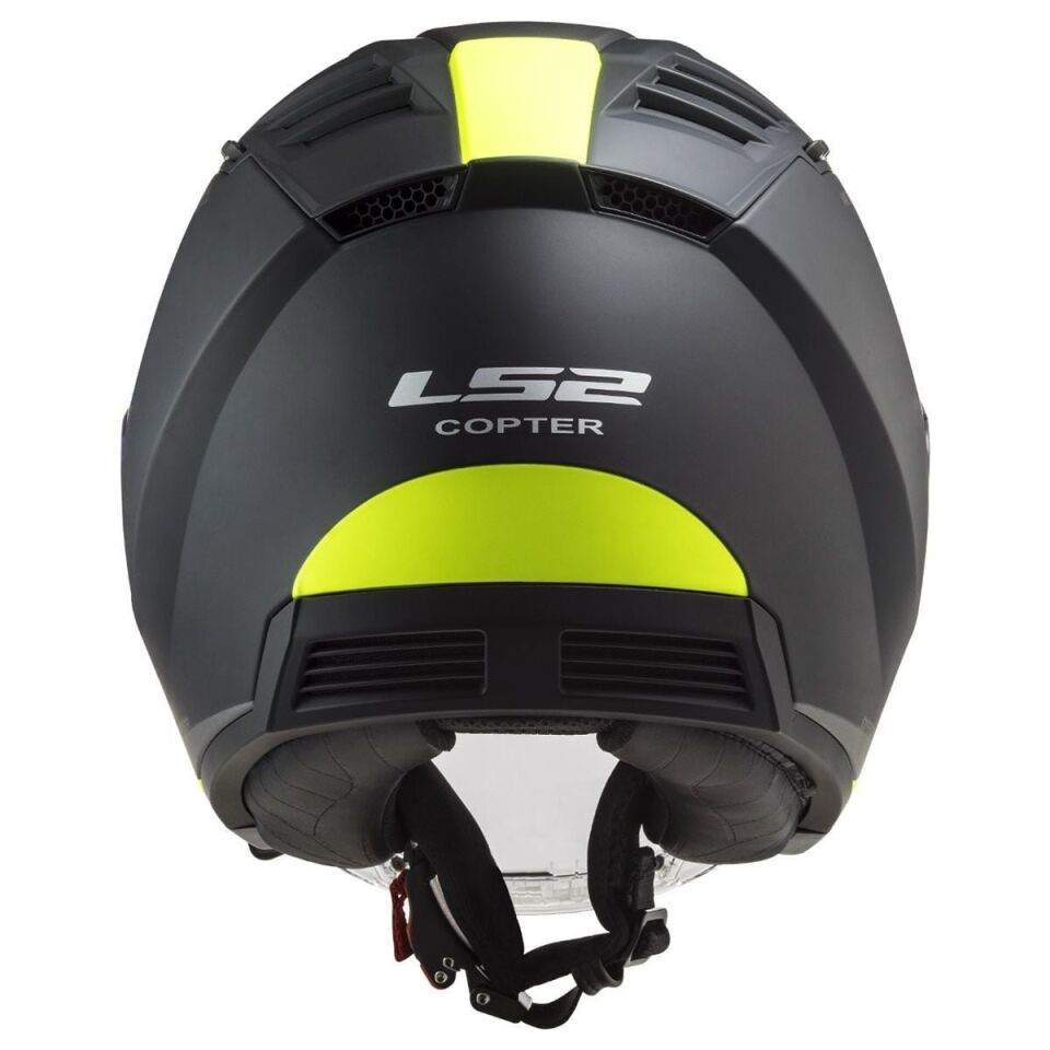 ÇENESİZ KASK LS2 COPTER 2 URBANE MAT SİYAH NEON SARI ORJİNAL VİZÖRLÜ L