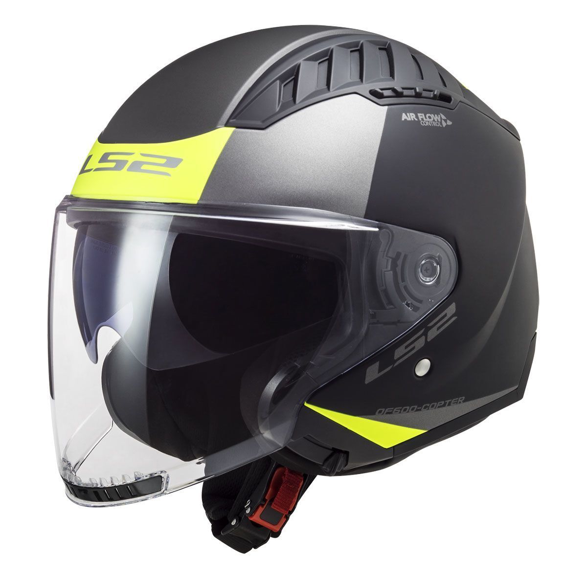 ÇENESİZ KASK LS2 COPTER 2 URBANE MAT SİYAH NEON SARI ORJİNAL XL VİZÖRLÜ