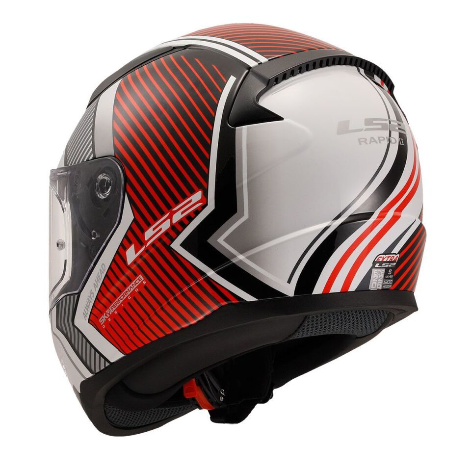 KAPALI KASK LS2 RAPID 2 EXTRA BEYAZ KIRMIZI ORJİNAL L