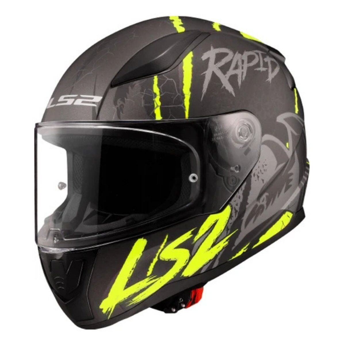 KAPALI KASK LS2 RAPID 2 RAVEN MAT SİYAH GRİ NEON SARI ORJİNAL L