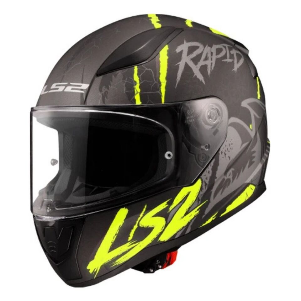 KAPALI KASK LS2 RAPID 2 RAVEN MAT SİYAH GRİ NEON SARI ORJİNAL XL