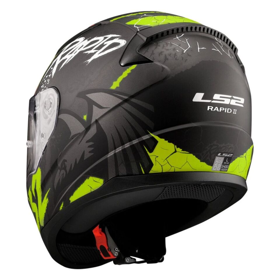 KAPALI KASK LS2 RAPID 2 RAVEN MAT SİYAH GRİ NEON SARI ORJİNAL XL