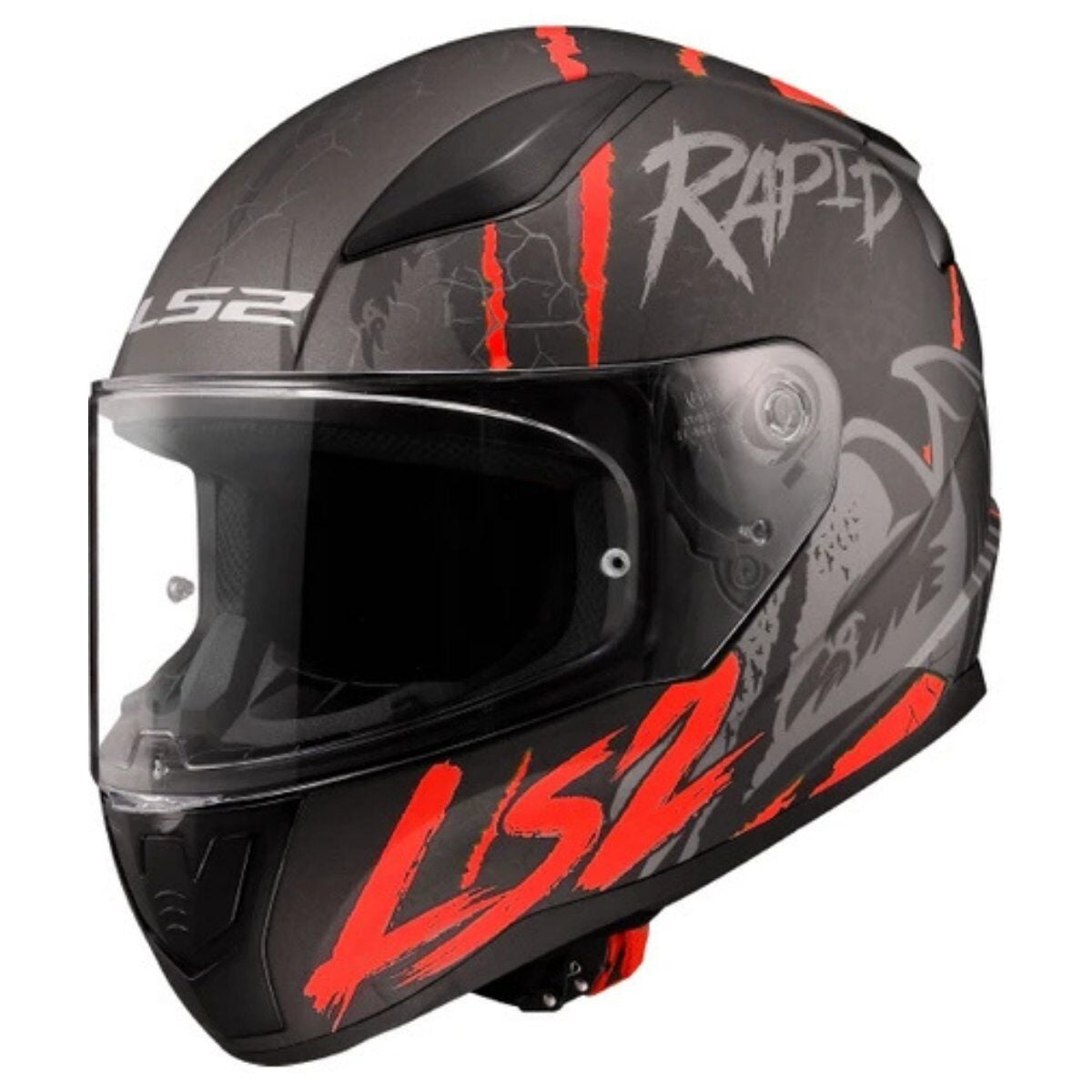 KAPALI KASK LS2 RAPID 2 RAVEN MAT SİYAH BEYAZ KIRMIZI ORJİNAL XL