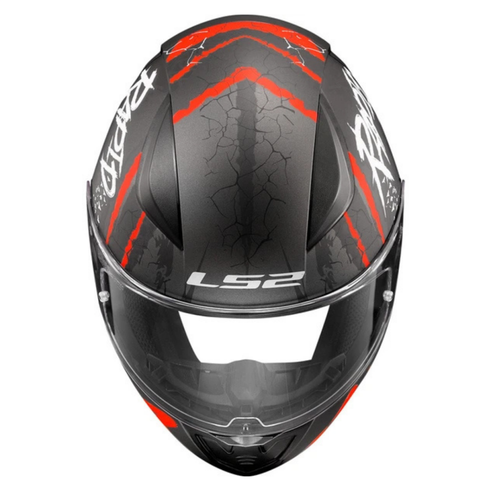 KAPALI KASK LS2 RAPID 2 RAVEN MAT SİYAH BEYAZ KIRMIZI ORJİNAL XL