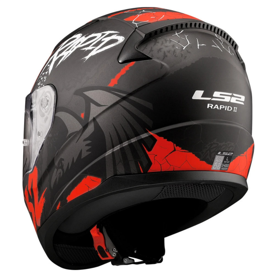 KAPALI KASK LS2 RAPID 2 RAVEN MAT SİYAH BEYAZ KIRMIZI ORJİNAL 2XL