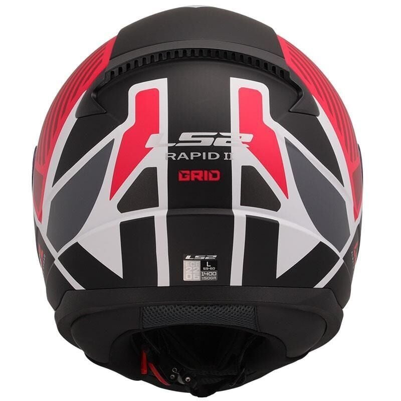 KAPALI KASK LS2 RAPID 2 GRID MAT BEYAZ KIRMIZI ORJİNAL XL