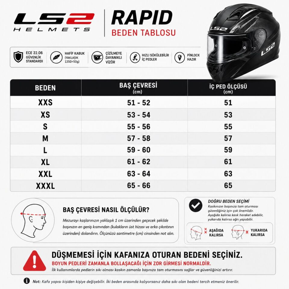 KAPALI KASK LS2 RAPID 2 BEYAZ ORJİNAL M