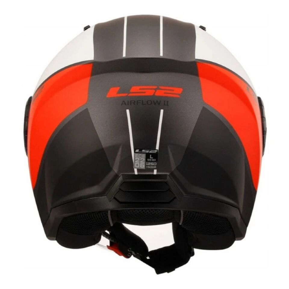 ÇENESİZ KASK LS2 AIRFLOW 2 COVER MAT SİYAH KIRMIZI BEYAZ ORJİNAL L