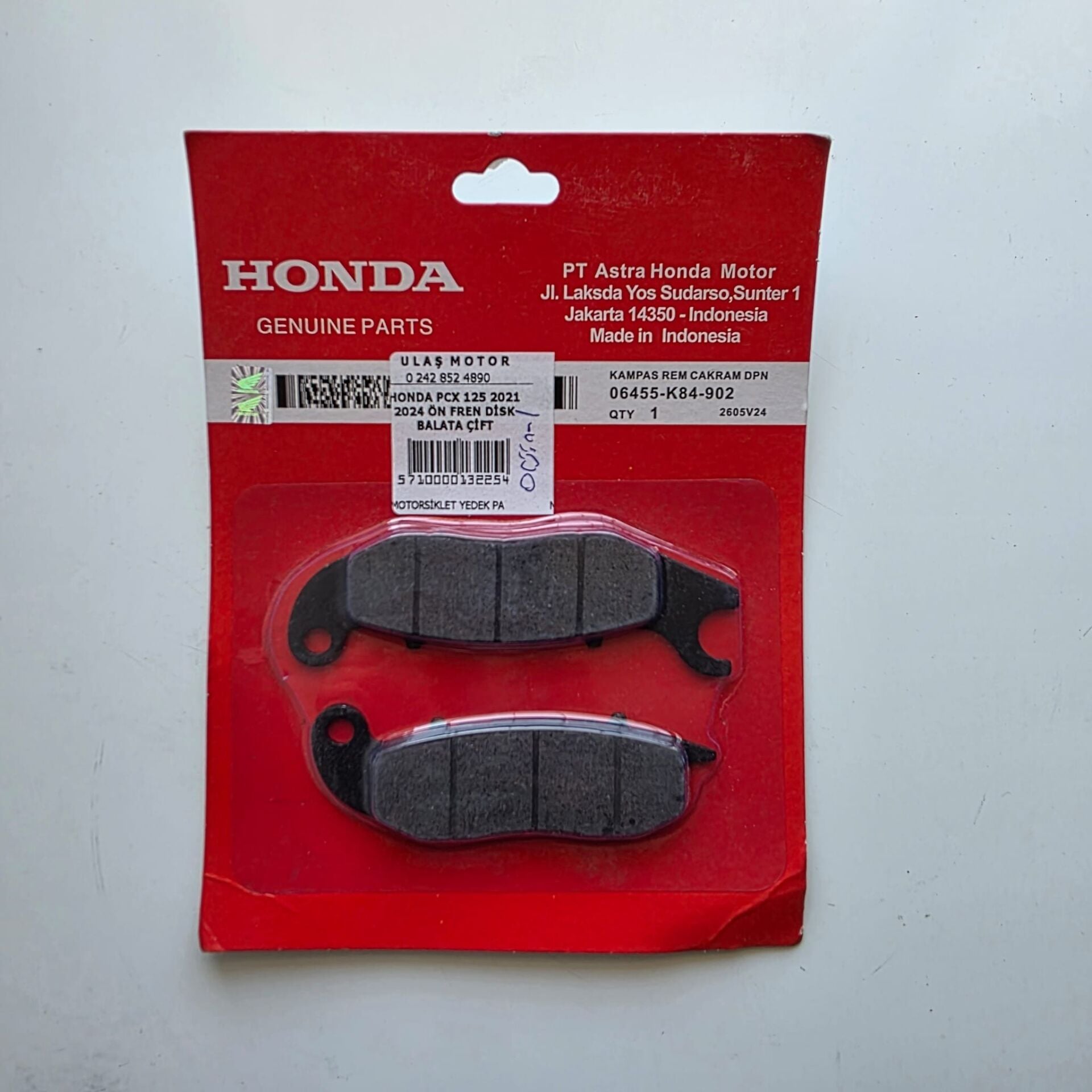 HONDA PCX 125 2021 2024 ÖN FREN DİSK BALATA ÇİFT ORJİNAL