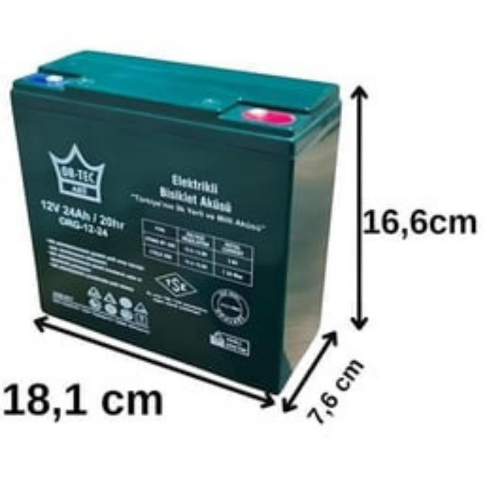 AKÜ 12V 24AH ELEKTRİKLİ BİSİKLET ORTEC