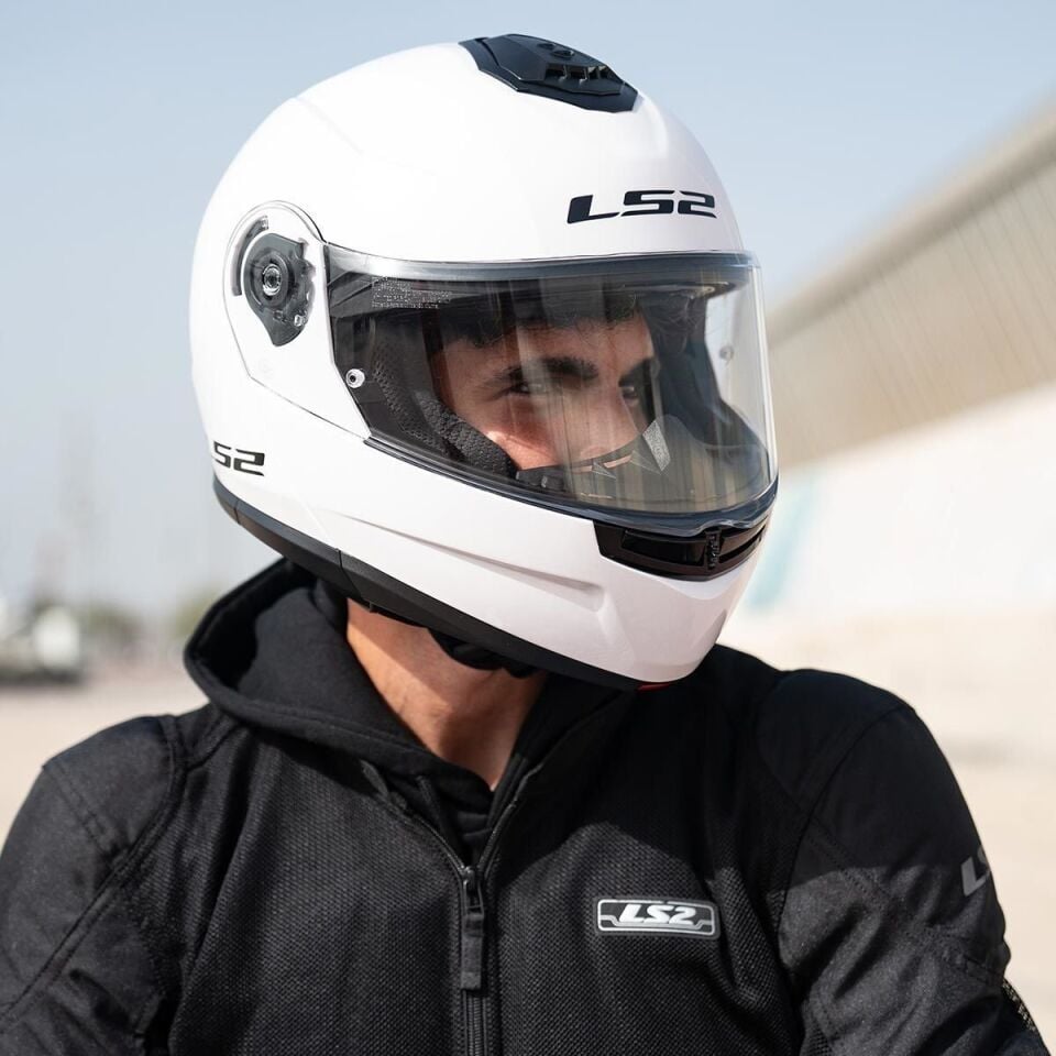 ÇENE AÇILIR KASK LS2 STROBE 2 BEYAZ ORJİNAL VİZÖRLÜ L