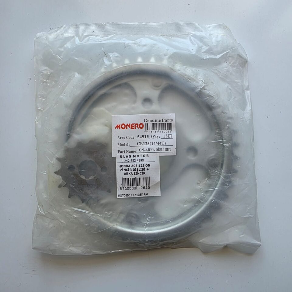 HONDA ACE 125 ÖN ZİNCİR DİŞLİSİ + ARKA ZİNCİR DİŞLİSİ 14T / 44T