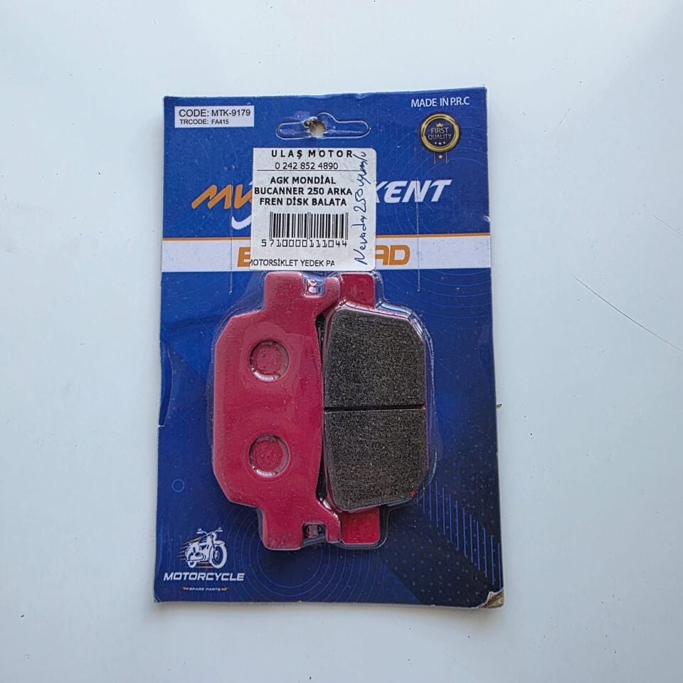AGK MONDİAL BUCANNER 250 ARKA FREN DİSK BALATA ÇİFT MONDİAL NEVADA 250 UYUMLU