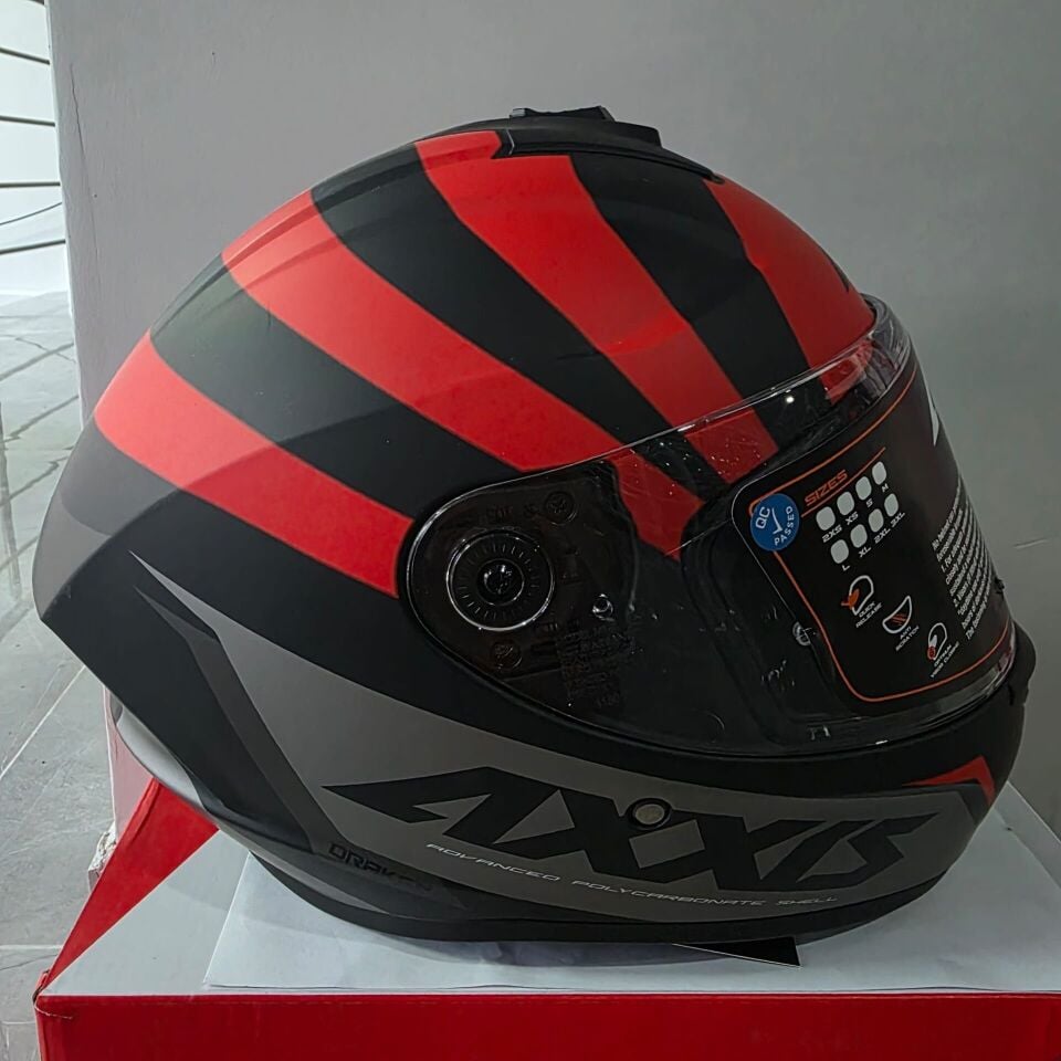 KAPALI KASK AXXIS MAT KIRMIZI SİYAH 2XL