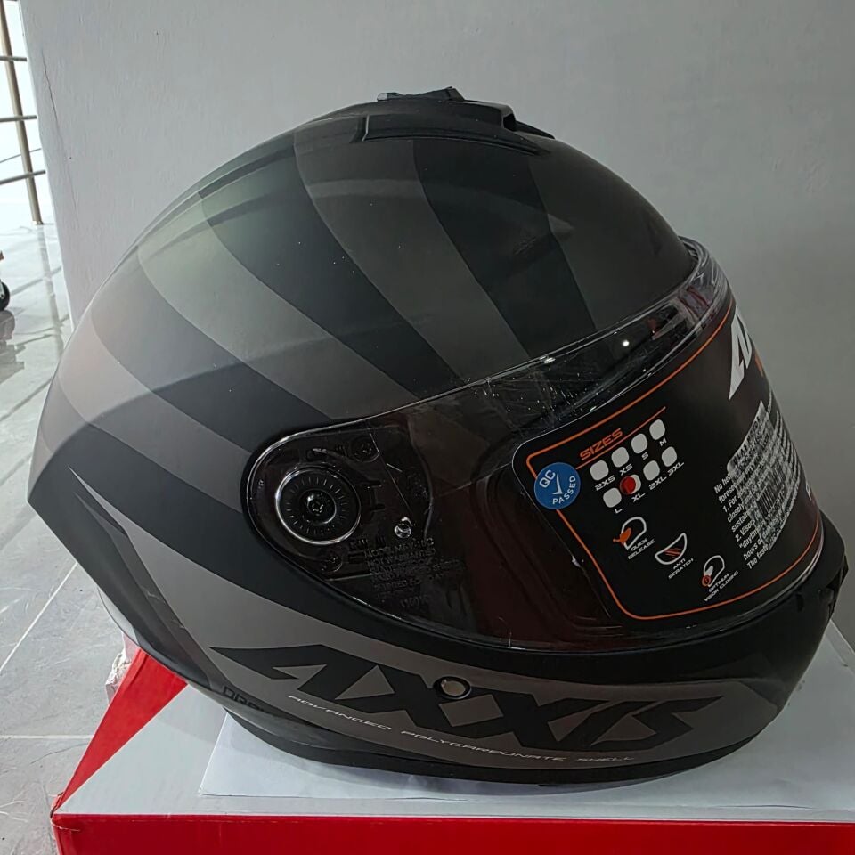 KAPALI KASK AXXIS MAT SİYAH GRİ XL
