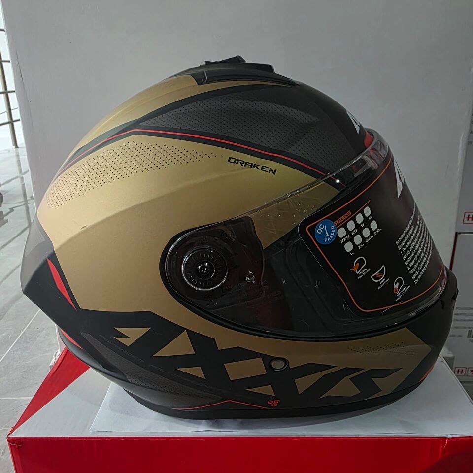 KAPALI KASK AXXIS MAT GOLD SİYAH L