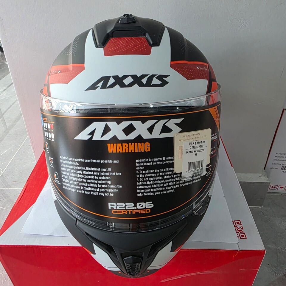 KAPALI KASK AXXIS MAT SİYAH KOYU KIRMIZI AÇIK KIRMIZI BEYAZ M