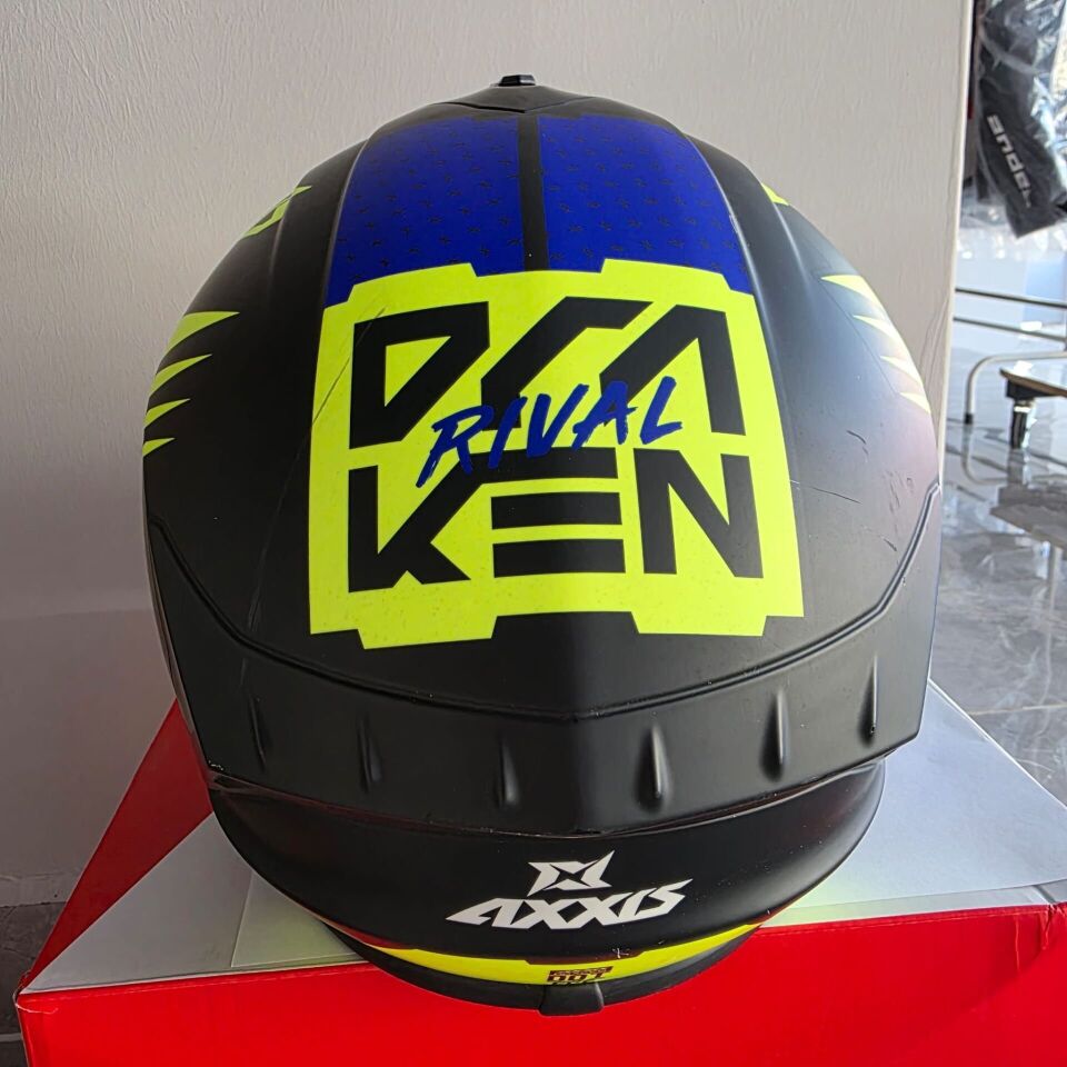KAPALI KASK AXXIS NEON SARI LACİVERT SİYAH S