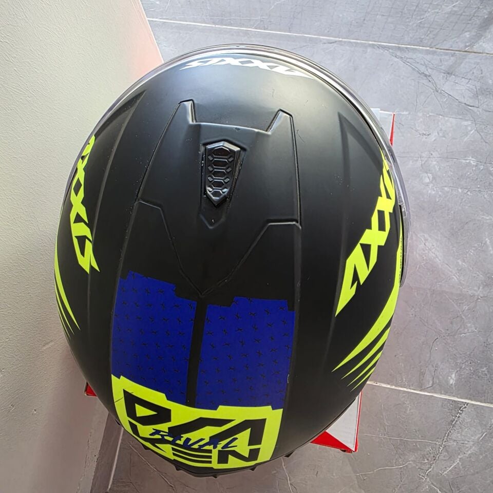 KAPALI KASK AXXIS NEON SARI LACİVERT SİYAH XS
