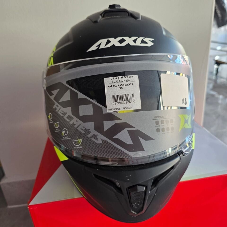 KAPALI KASK AXXIS NEON SARI LACİVERT SİYAH XS