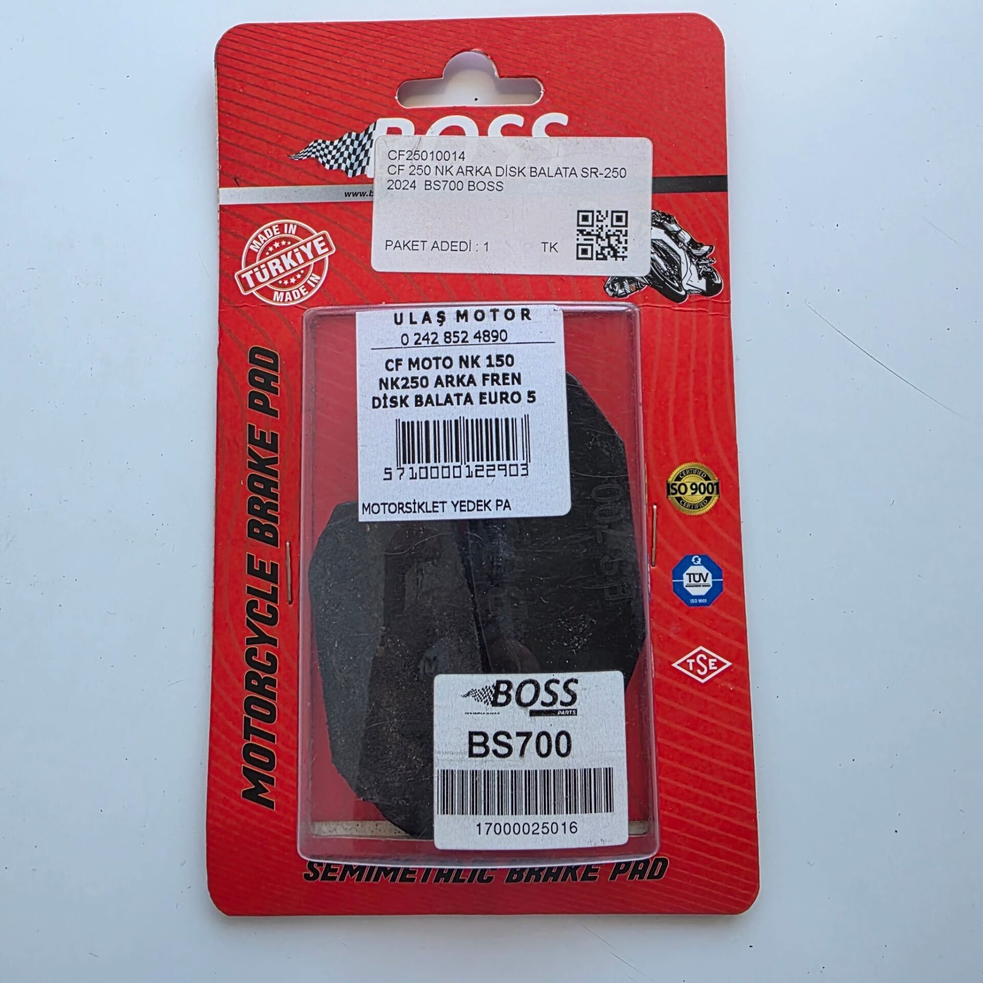CF MOTO NK 150 NK 250 ARKA FREN DİSK BALATA EURO 5
