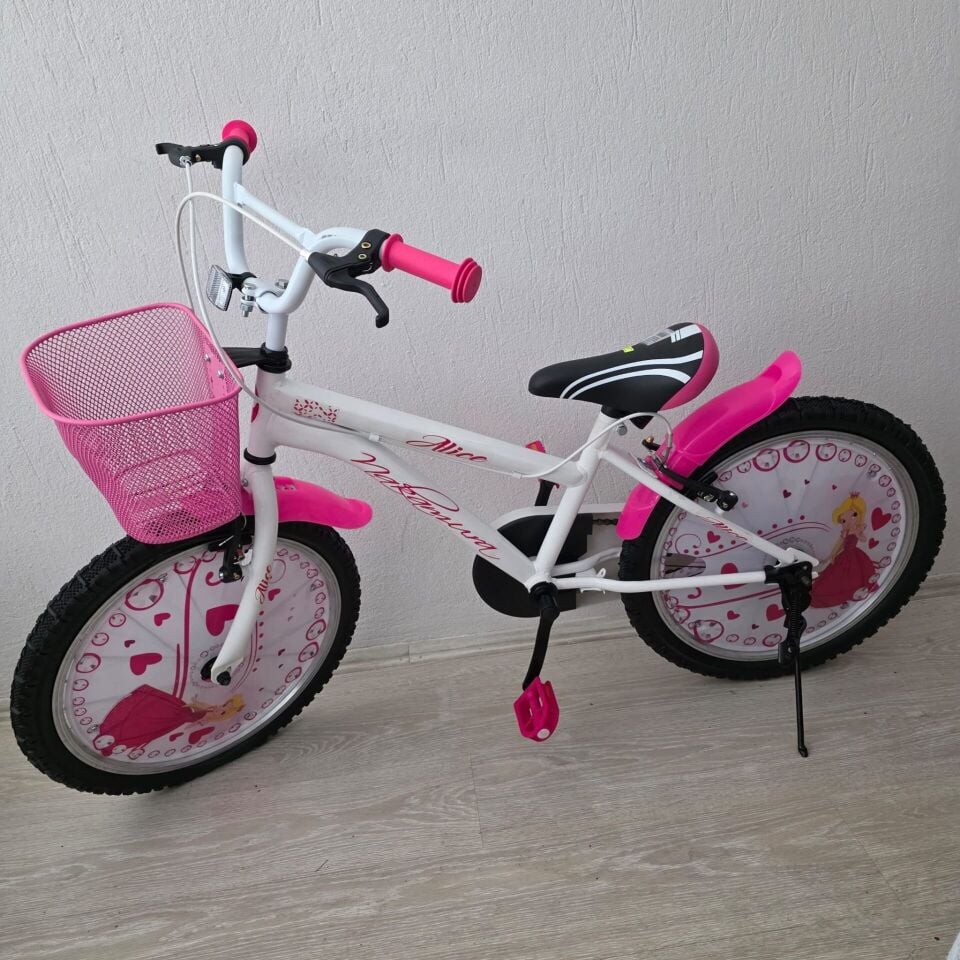 BELDERİA 20 JANT BOSS ANGEL BİSİKLET 1V VB BEYAZ PEMBE PLASTİK ÇAMURLUKLU