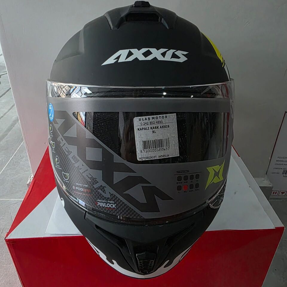 KAPALI KASK AXXIS MAT SİYAH PİRANA DESENLİ XL
