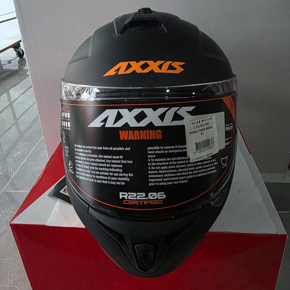 KAPALI KASK AXXIS MAT SİYAH NEON TURUNCU XL