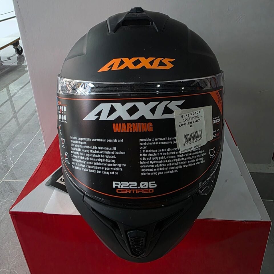 KAPALI KASK AXXIS MAT SİYAH NEON TURUNCU XL