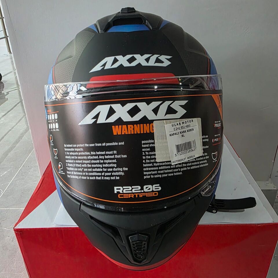 KAPALI KASK AXXIS MAT MAVİ SİYAH XL
