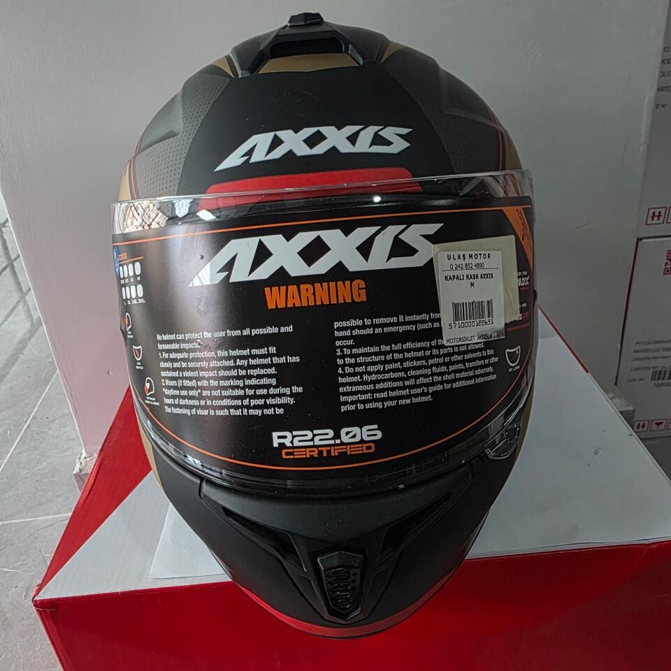 KAPALI KASK AXXIS MAT GOLD SİYAH M