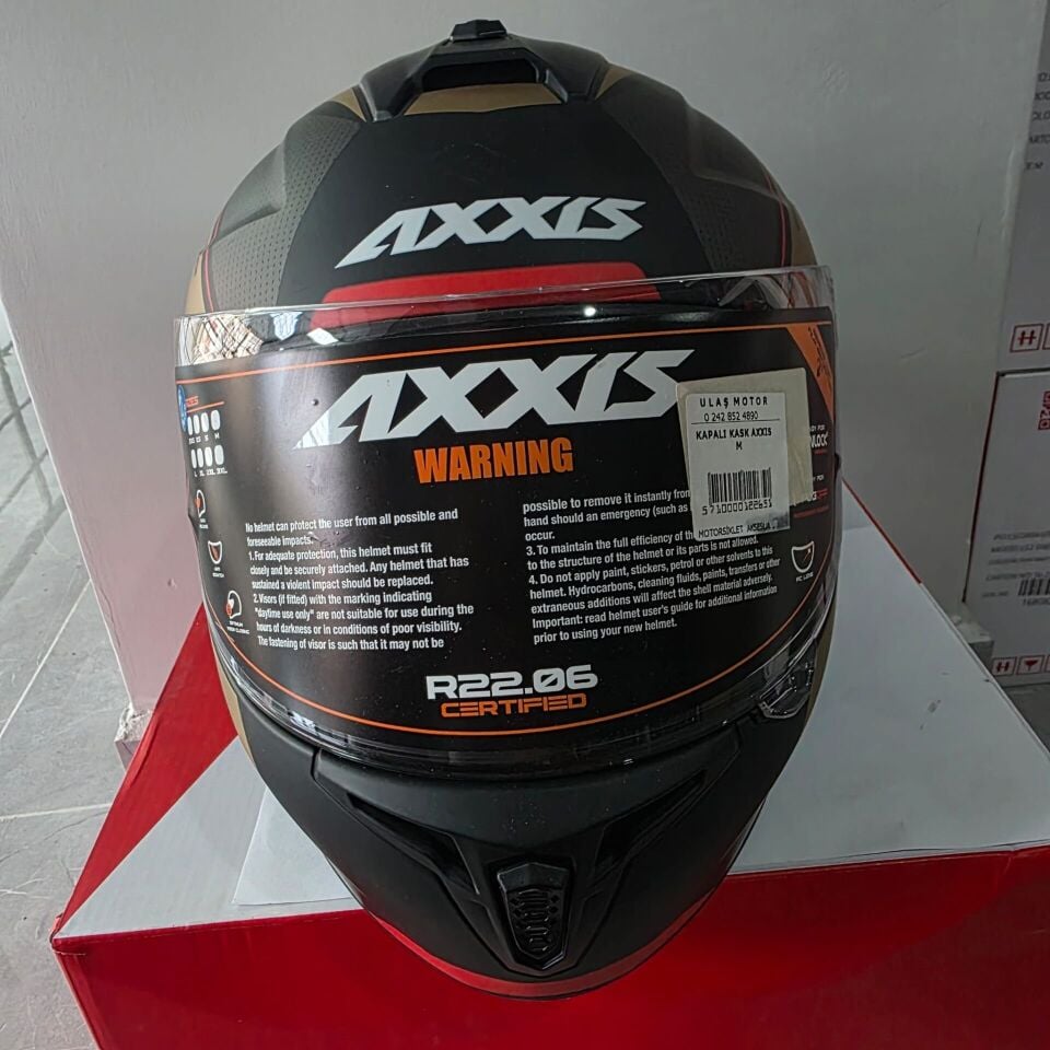 KAPALI KASK AXXIS MAT GOLD SİYAH M
