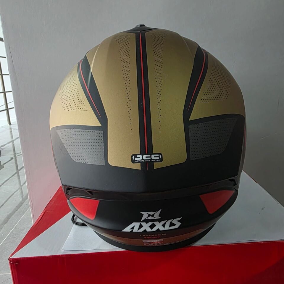 KAPALI KASK AXXIS MAT GOLD SİYAH M