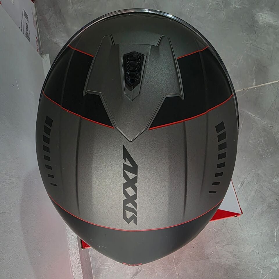 KAPALI KASK AXXIS METALİK GRİ SİYAH KIRMIZI M