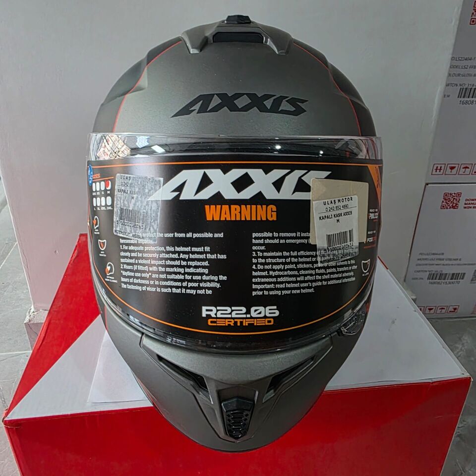KAPALI KASK AXXIS METALİK GRİ SİYAH KIRMIZI M