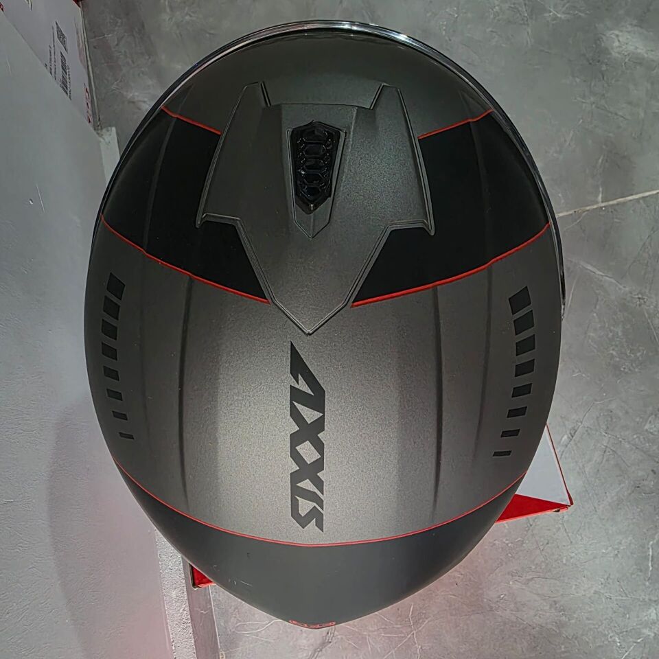 KAPALI KASK AXXIS METALİK GRİ SİYAH KIRMIZI M